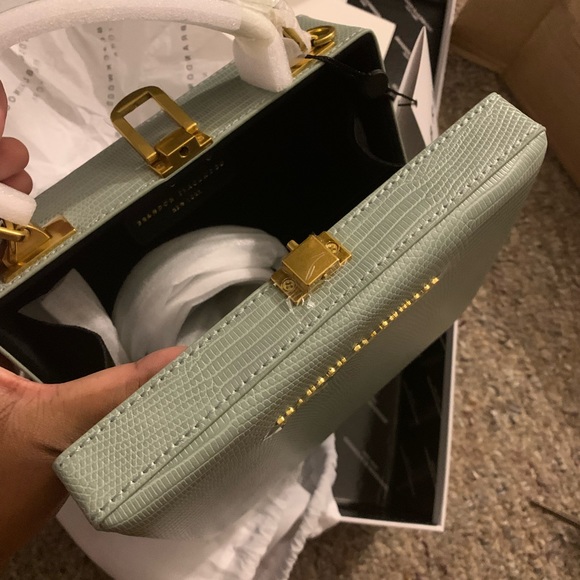 Brandon Blackwood Kendrick Trunk in Green Lizard Embossed with Gold Hardware - Picture 11 of 16